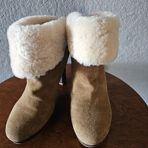 UGG Tan Suede Boots with Cream Fur